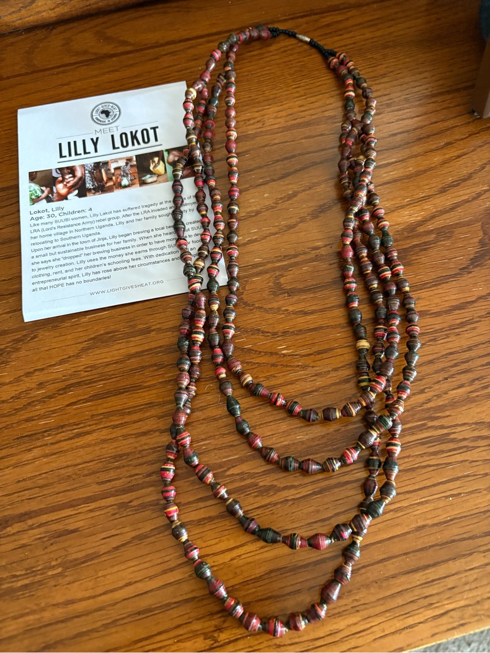 Multi-Strand hand strung Bead Necklace - Red & Brown NEW